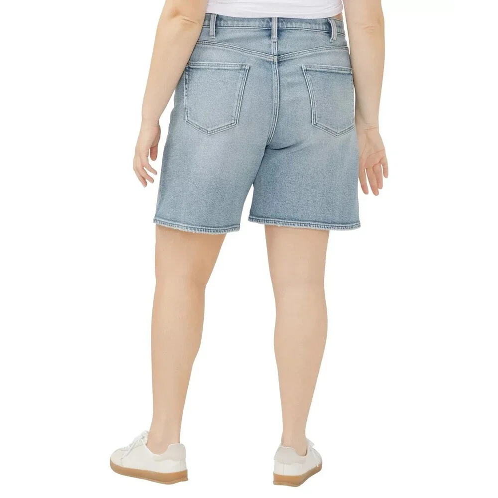 Silver Jeans Co. Women's Plus Size High Rise Vintage Long Shorts Indigo Blue 16W